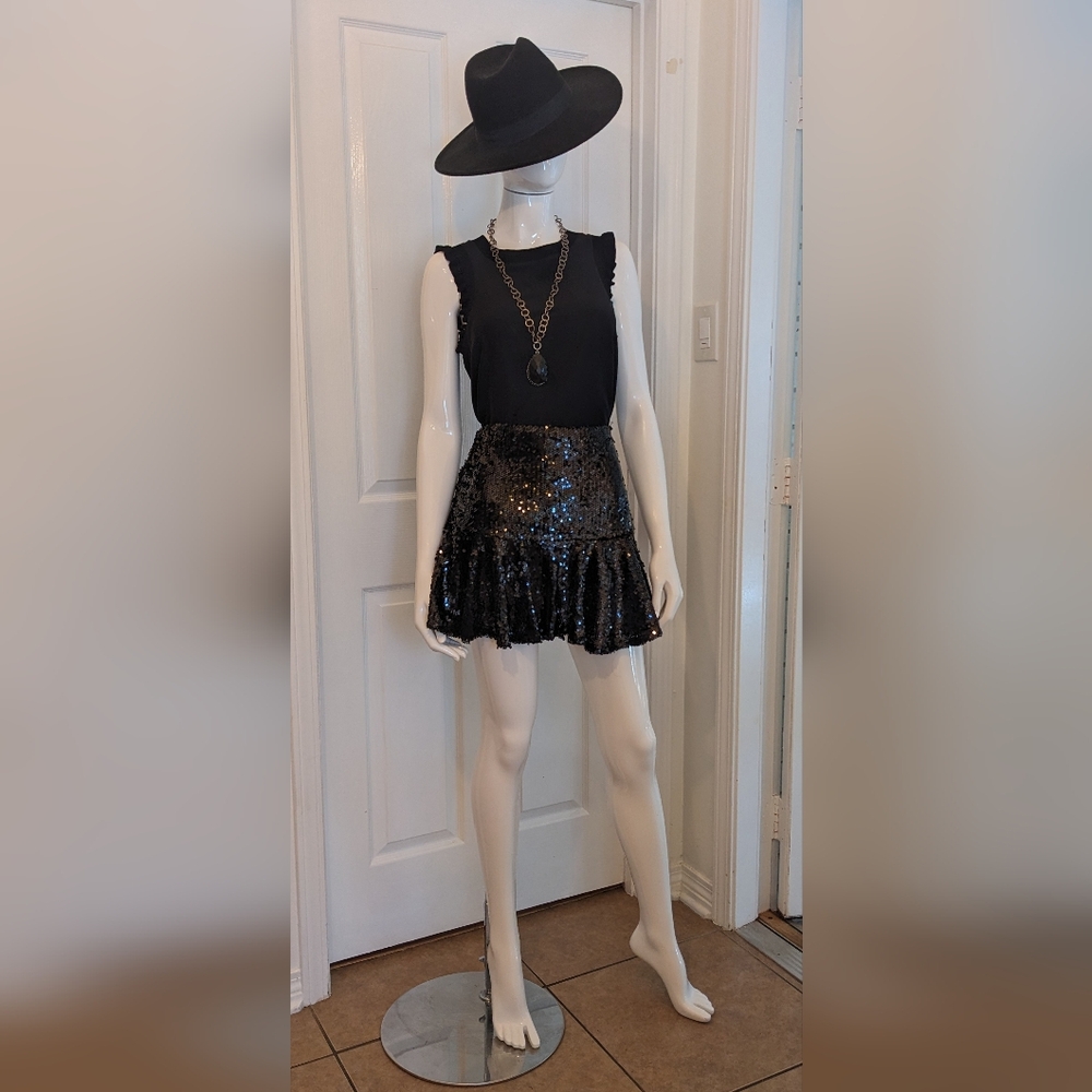 Tcec Black Sequin Mini Skirt  Medium